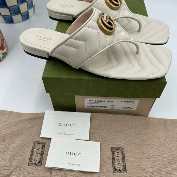Women's Gucci GG Marmont quilted leather sandals size 39.5 made in Italy - Picture 3 of 10
